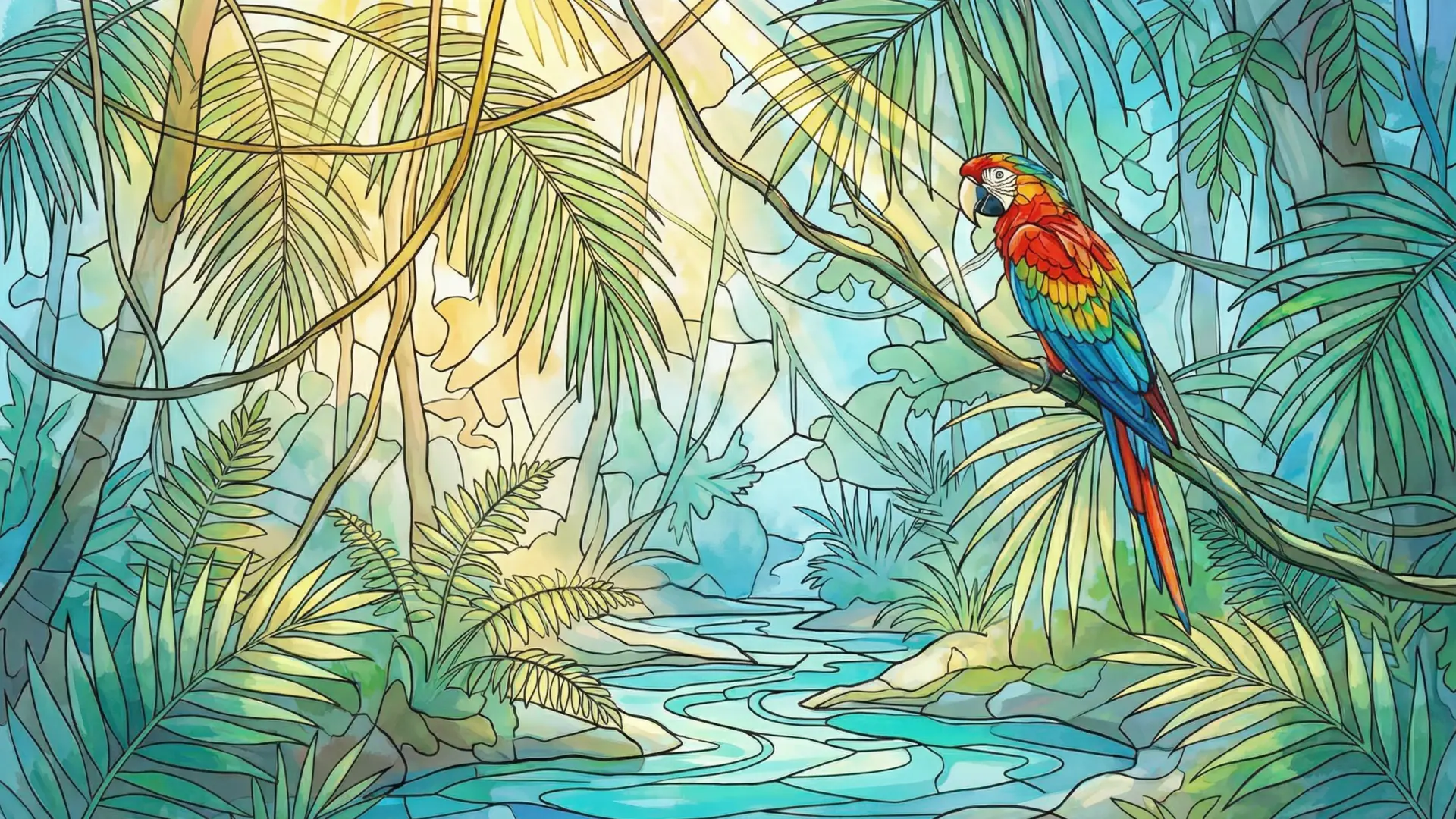 Urwald mit Papagei - Chagall-Stil